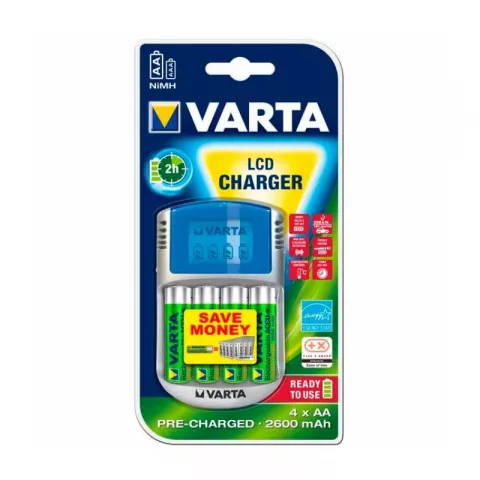 Зарядное устройство VARTA LCD Charger + аккумуляторные батареи 4AA 2600 mAh R2U