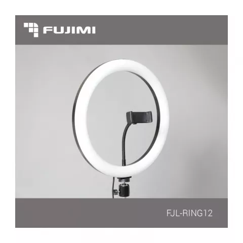 Кольцевой осветитель Fujimi FJL-RING12 мощный, для БЬЮТИ съемок с креплением для смартфона