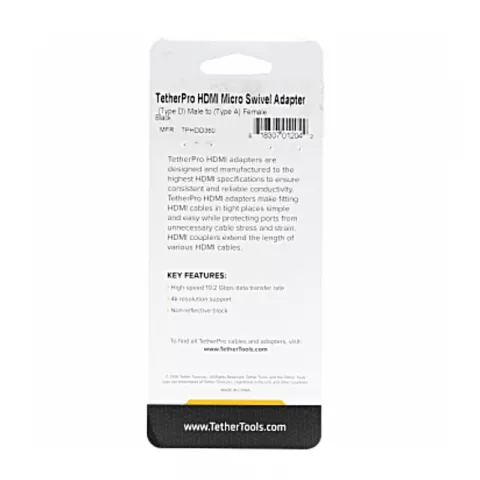 Поворотный адаптер Tether Tools TetherPro HDMI Micro Swivel Adapter Black (TPHDD360)