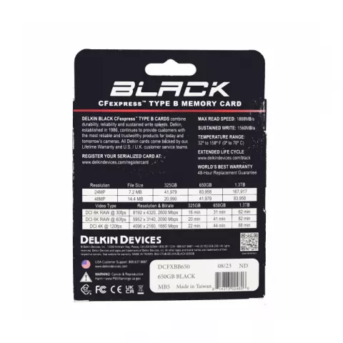 Карта памяти Delkin Devices Black CFexpress Type B 650GB [DCFXBB650]