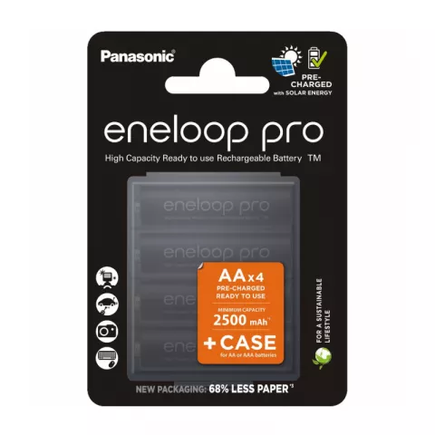 Аккумулятор PANASONIC Eneloop Pro AA 2500 4BP (BK-3HCDEC4BE/BK-3HCDE/4CP) с кейсом