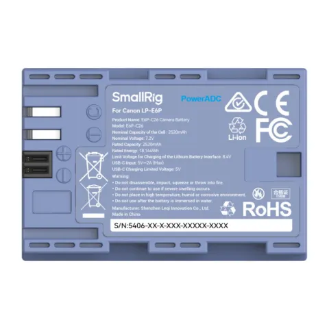 SmallRig 5406 Аккумулятор литий-ионный LP-E6P USB-C Rechargeable Camera Battery