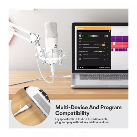 Maono AU-A04E USB-микрофон конденсаторный кардиоидный white