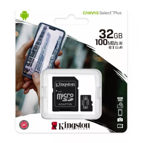 Карта памяти microSDXC 32GB Kingston Canvas Select Plus UHS-I U1 A1 + ADP (100/10 Mb/s)