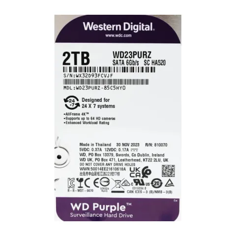 Жесткий диск WD Purple 2TB SATA3 Purple Video 5400 RPM (WD23PURZ)