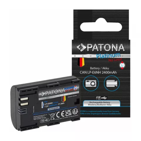 Аккумулятор PATONA Platinum аналог Canon LP-E6NH с входом зарядки USB-C