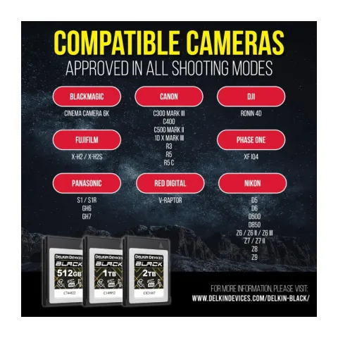 Карта памяти Delkin Devices Black CFexpress Type B 1TB 4.0 VPG400 R/W 3700/3220MB/s [DCB4BV41T]