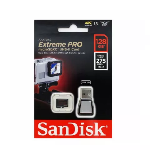 Карта памяти SanDisk Extreme Pro microSDXC UHS-II 275MB/s 128GB + USB 3.0 Reader (SDSQXPJ-128G-GN6M3)
