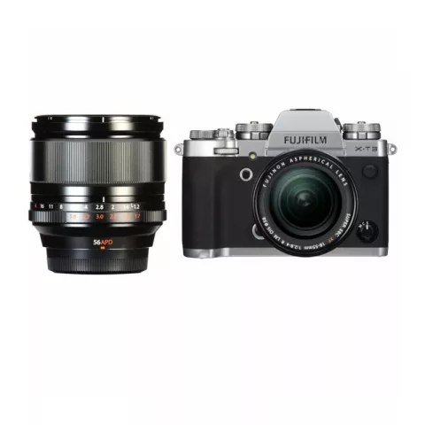 Цифровая фотокамера Fujifilm X-T3 Kit XF 18-55mm F2.8-4 R LM OIS Silver + XF 56mm F1.2 R APD