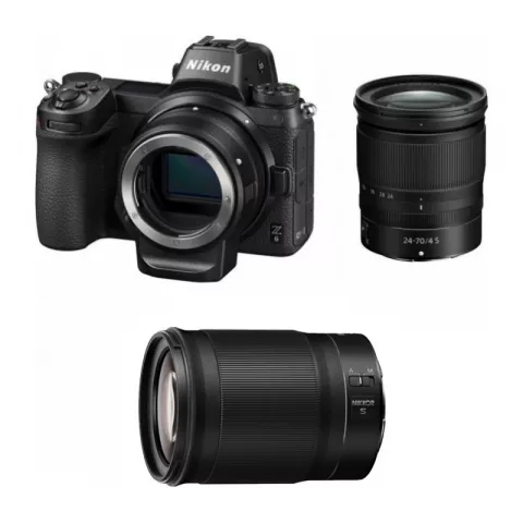 Цифровая фотокамера Nikon Z6 Kit  Z 24-70mm f/4 S + переходник FTZ + Z 85mm f/1.8 S