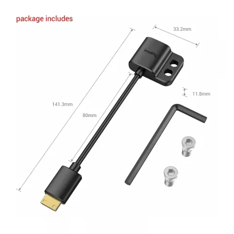 SmallRig 3020 Кабель HDMI (C to A) Ultra Slim 4K c адаптером для крепления