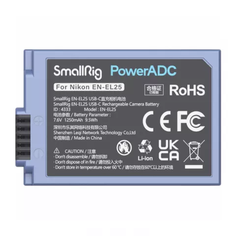 SmallRig 4333 Аккумулятор литий-ионный EN-EL25 USB-C Rechargeable Camera Battery