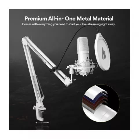 Maono AU-A04E USB-микрофон конденсаторный кардиоидный white