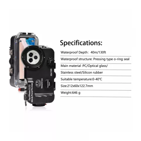Подводный бокс Sea Frogs iPhone 11/12 mini/Pro/Pro MAX Bluetoooth для Apple iPhone 11/12 mini/Pro/Pro MAX черный
