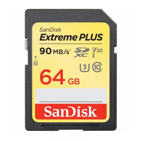 Карта памяти SanDisk SDXC SD 64GB Class 10 UHS-I U3 Extreme Plus (90/60 MB/s) (SDSDXWF-064G-GNCIN)