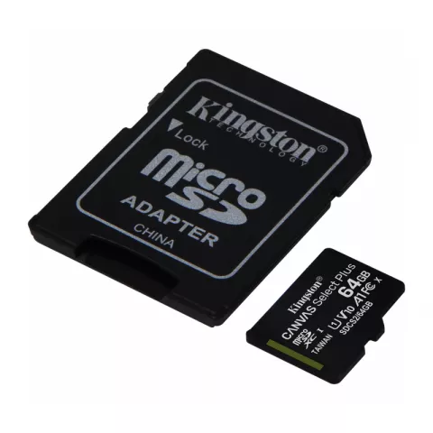 Карта памяти microSDXC 64GB Kingston Canvas Select Plus UHS-I U1 A1 C10 Card + ADP (100/85 Mb/s)