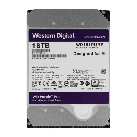 Жесткий диск WD 18TB SATA  6GB/S 512MB PURPLE PRO WD181PURP WDC 
