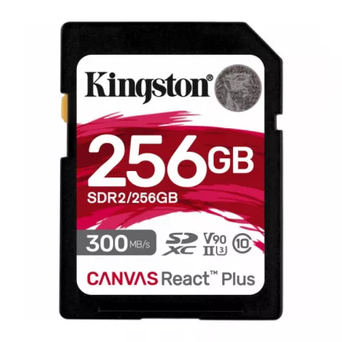 Карта памяти 256Gb Kingston Canvas React Plus SDXC UHS-II U3 V90 (300/260 Mb/s) SDR2/256GB