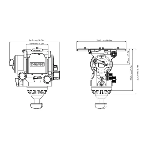 E-Image MH32 PLUS Fluid Head (150mm) Голова для видеоштатива