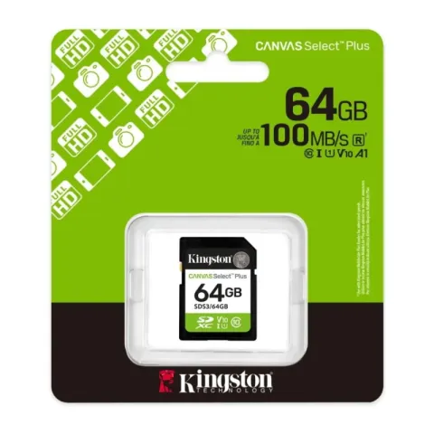 Карта памяти 64Gb Kingston Canvas Select Plus SDXC Gen3 UHS-I U1 V10 100 Mb/s SDS3/64GB