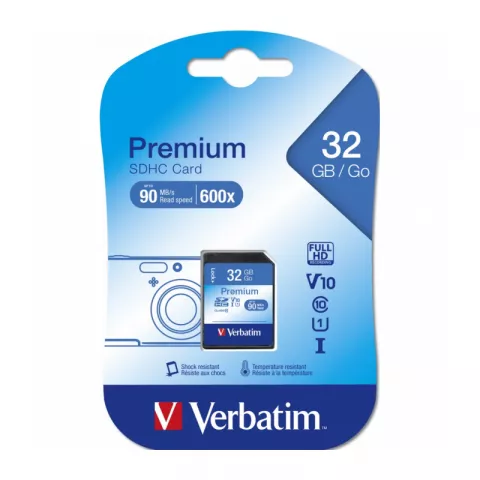 Карта памяти Verbatim SDHC Premium Class 10 80/10 MB/S 32GB 