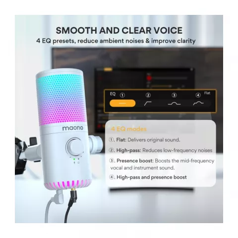 Maono DM30RGB конденсаторный USB микрофон white