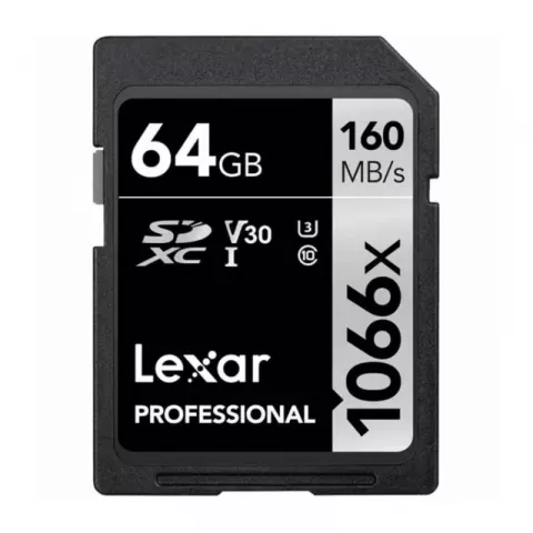 Карта памяти 64GB Lexar Professional SDXC UHS-I (160/70MB/s) C10 V30 U3 (LSD1066064G-BNNNG)