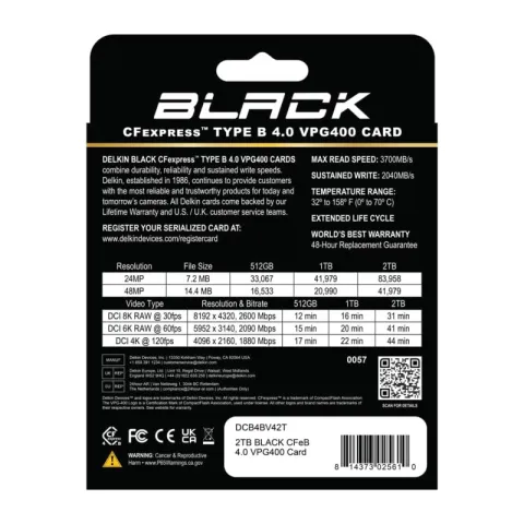 Карта памяти Delkin Devices Black CFexpress Type B 2TB 4.0 VPG400 [DCB4BV42T]