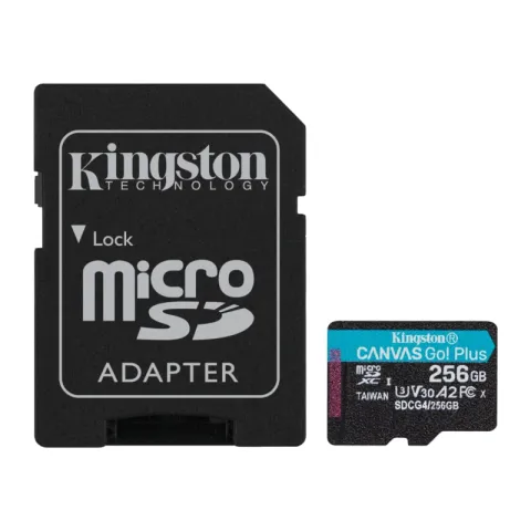 Карта памяти microSDXC 256Gb Kingston Canvas Go Plus Gen4 UHS-I U3 A2 (200/160 MB/s) + ADP NEW