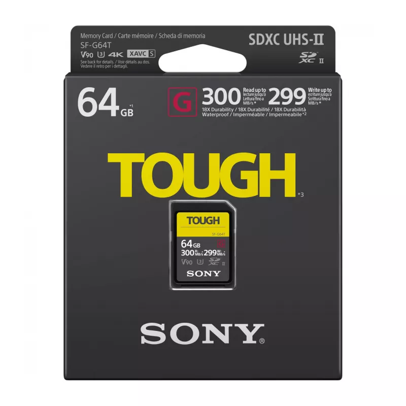 Карта памяти SDXC 64GB Sony SF-G TOUGH UHS-II U3 V90 299/300 MB/s (SF-G64T)