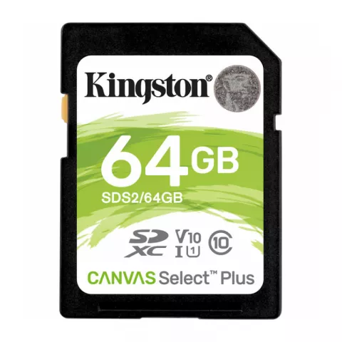 Карта памяти 64Gb Kingston Canvas Select Plus SDXC UHS-I U1 (100/10 Mb/s) SDS2/64GB