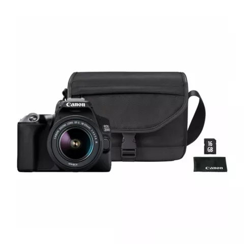 Зеркальный фотоаппарат Canon EOS 250D Kit EF-S 18-55mm DC+SB130+16 GB черный