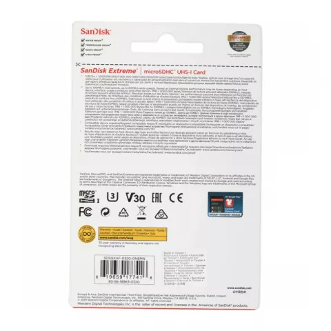 Карта памяти SanDisk Extreme microSDHC UHS-I U3 V30 A1 100/60 MB/s 32Gb (SDSQXAF-032G-GN6MN)