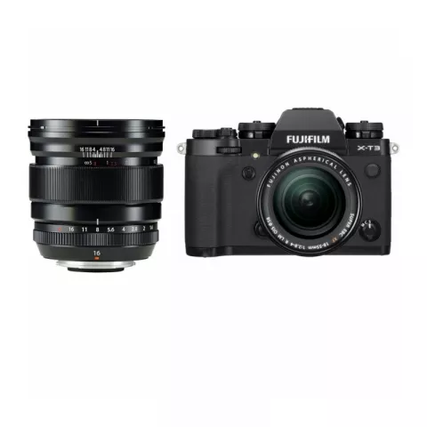 Цифровая фотокамера Fujifilm X-T3 Kit XF 18-55mm F2.8-4 R LM OIS Black + XF 16mm F1.4 R WR