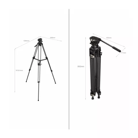 SmallRig 3751 штатив AD-01 с видеоголовой/алюминиевый Heavy-Duty Fluid Head Tripod