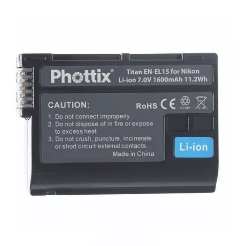 Аккумулятор Phottix EN-EL15 для Nikon D7000/V1/D800/D800E (20236)