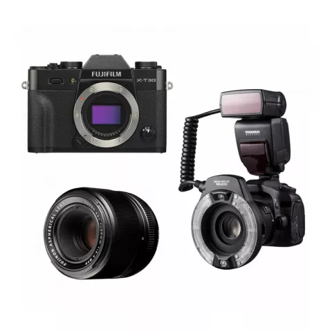 Комлект цифровая фотокамера Fujifilm X-T30 Body + объект XF 60mm f/2.4 R Macro + вспышка Yongnou YN-14EX II Macro