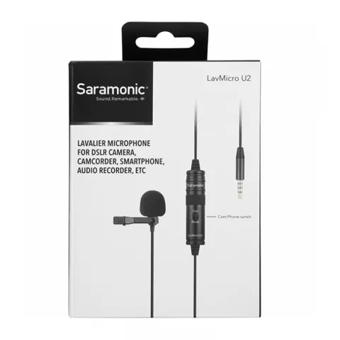 Комплект Петличный микрофон Saramonic LavMicro U2 с кабелем 6м + штатив Manfrotto MKPIXICLAMP-BK