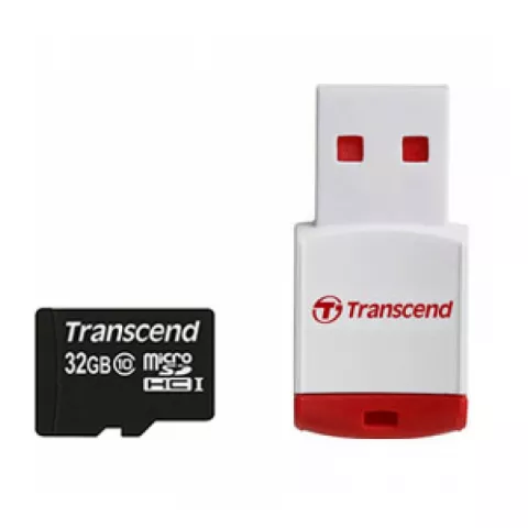 Карта памяти Transcend TS32GUSDHC10 microSDHC 32Gb class 10+SD адаптер + ридер P3