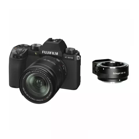Цифровая фотокамера Fujifilm X-S10 Kit XF 18-55mm F2.8-4 R LM OIS Black + адаптер Fringer NF-FX