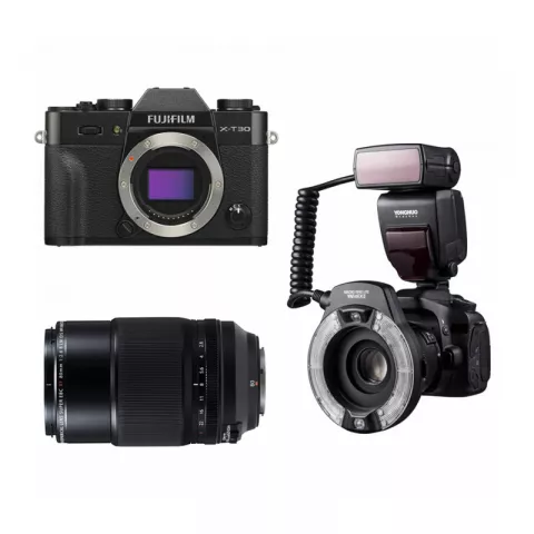 Комплект цифровой фотоаппарат Fujifilm X-T30 Body + объектив XF 80mm f/2.8 Macro + вспышка Yongnou YN-14EX II Macro