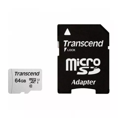 Карта памяти Transcend TS64GUSD300S-A microSDXC 64Gb class 10 UHS-I U1 45/95MB/s + SD адаптер