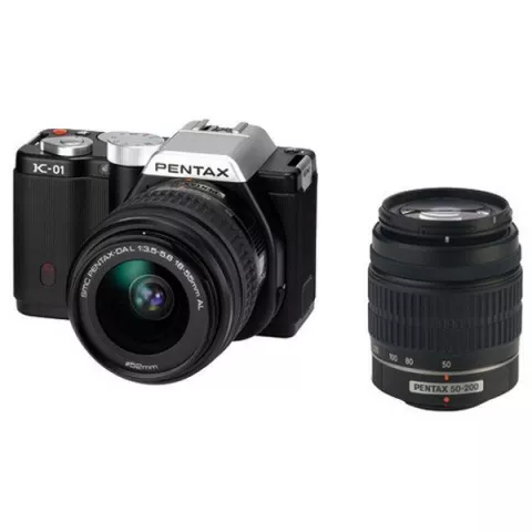Зеркальный фотоаппарат Pentax K-01 Kit DA L 18-55 + DA 50-200 Black