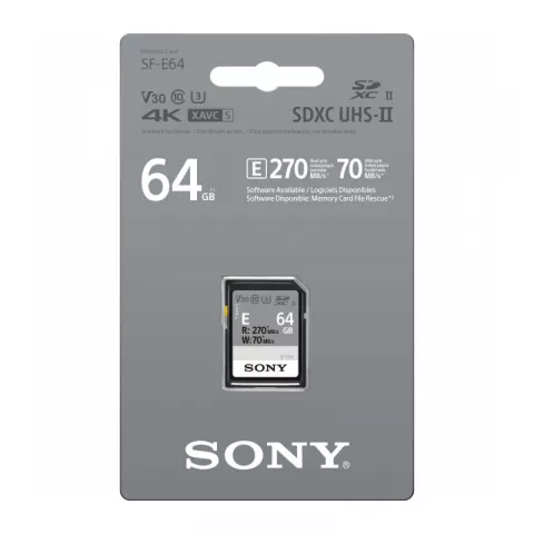 Карта-памяти SDXC 64GB Sony SF-E UHS-II U3 V30 270/70 MB/s (SF-E64)