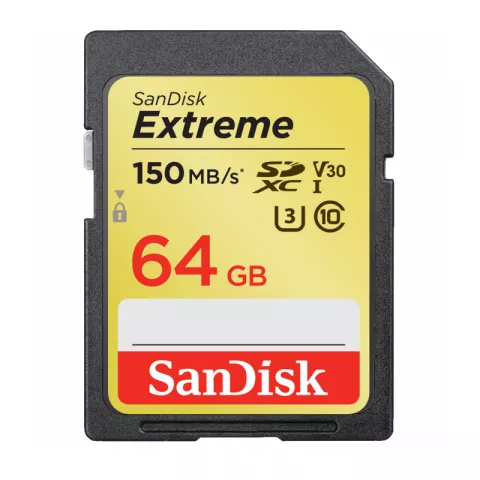 Sandisk Extreme SDXC Class 10 UHS-I V30 U3 150/70 MB/s 64GB SDSDXV6-064G-GNCIN