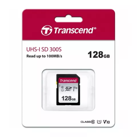Карта памяти SD 128GB Transcend 300S SDXC UHS-I U1 [TS128GSDC300S]