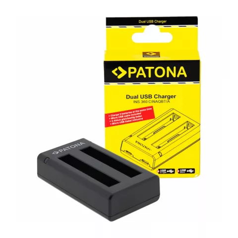 Двойное зарядное устройство PATONA для Insta360 X3 в комплекте кабель Micro-USB
