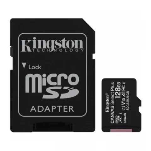 Карта памяти micro SDXC 128Gb Kingston Canvas Select Plus UHS-I U1 A1 + ADP (100/10 Mb/s)