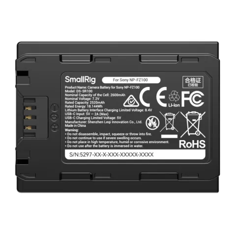 SmallRig 5297 Аккумулятор литий-ионный NP-FZ100 c индикатором заряда и разъемом USB-C