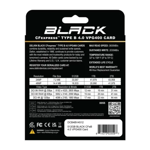 Карта памяти Delkin Devices Black CFexpress Type B 512GB 4.0 VPG400 [DCB4BV4512]